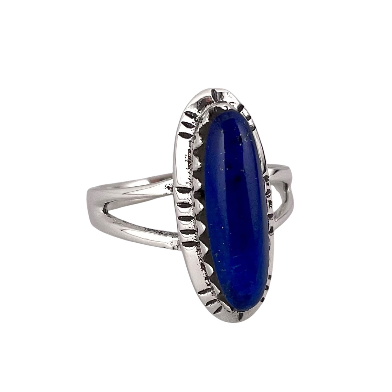 Lapis Stone Oval Ring Sterling Silver
