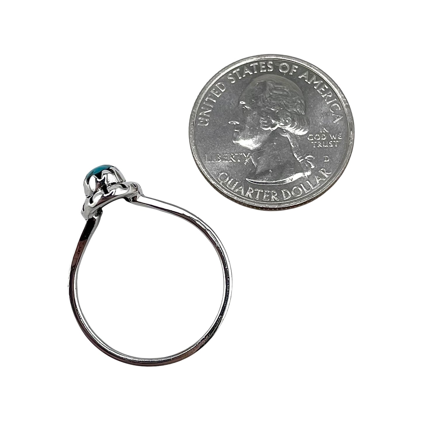 Turquoise Stone Oval Ring Sterling Silver