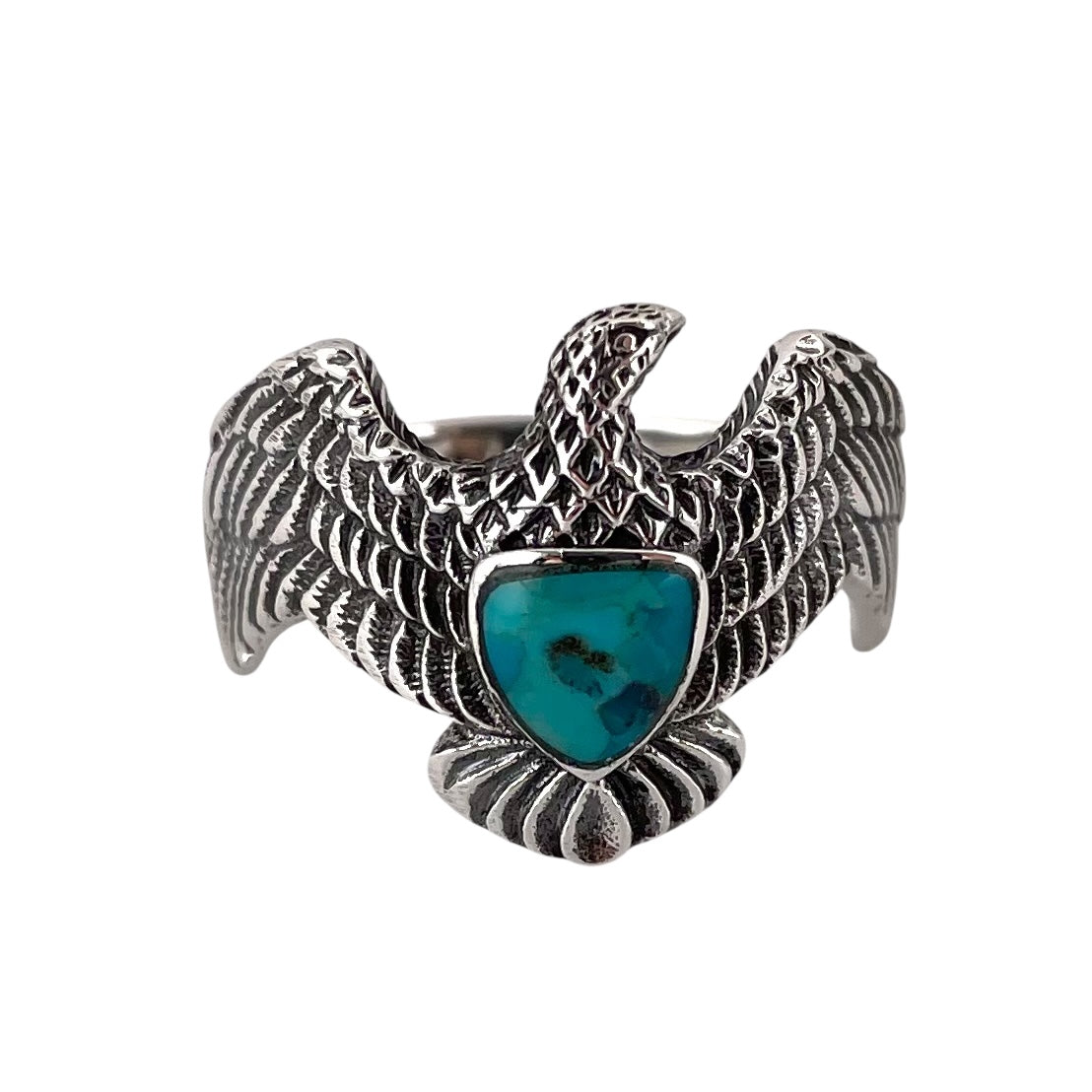 Turquoise Stone Eagle Ring Sterling Silver