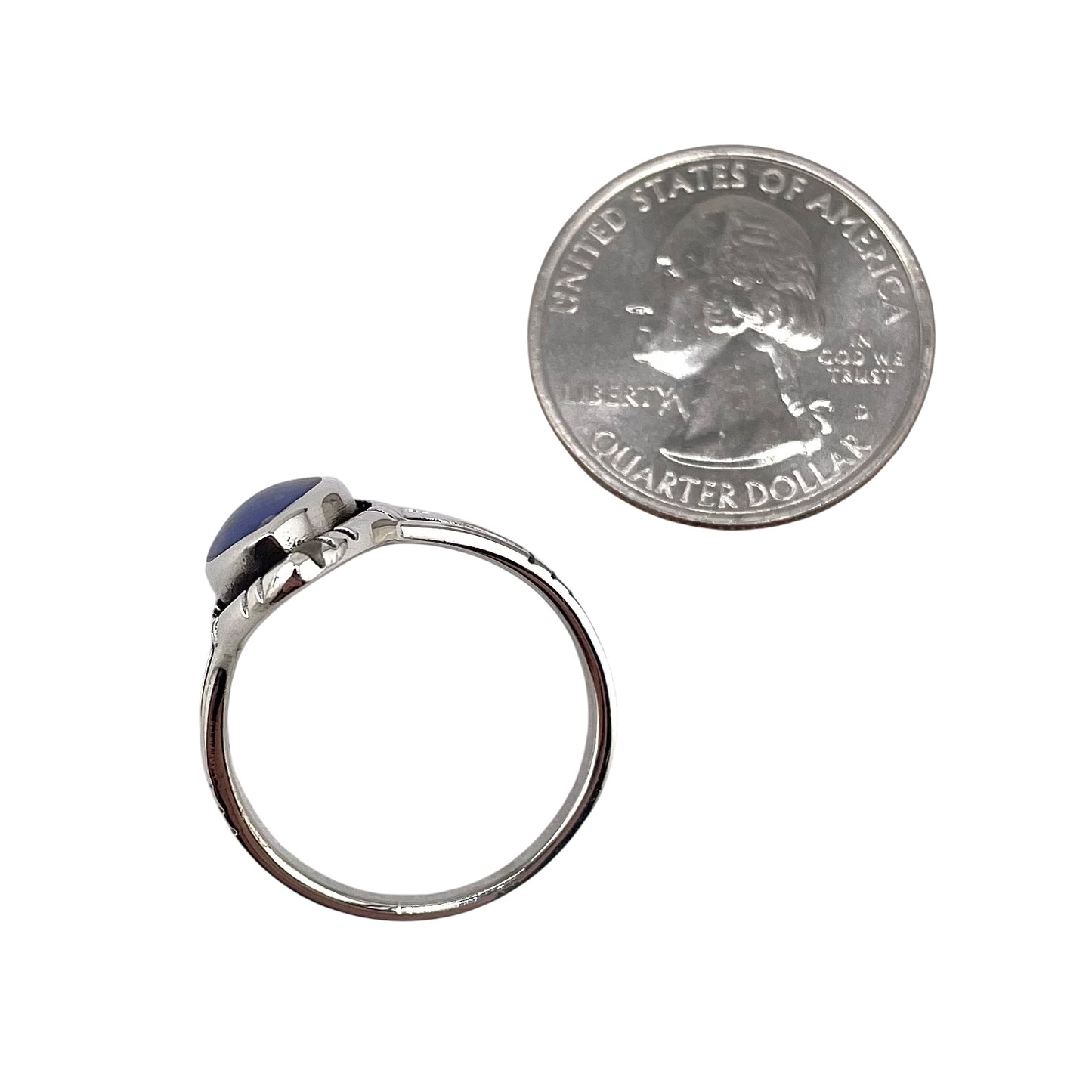 Lapis Stone Pointed Oval Ring Sterling Silver