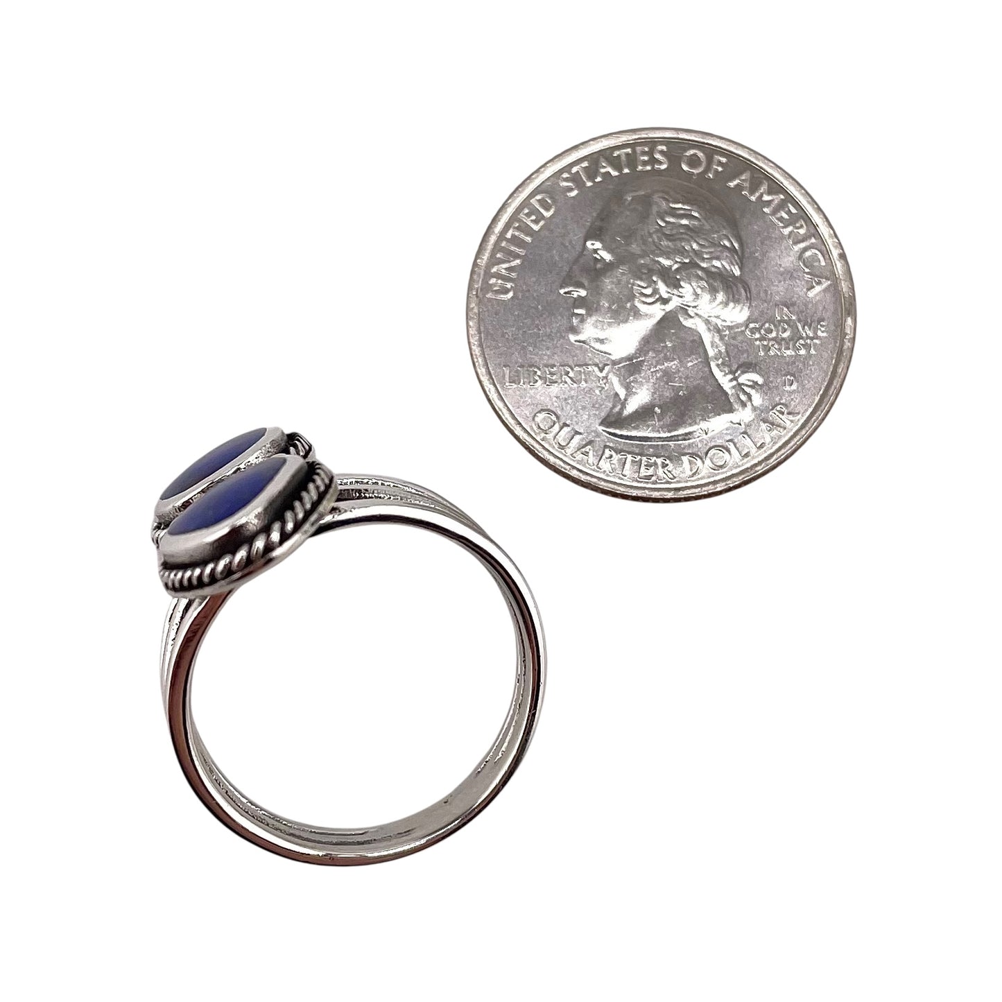 Lapis 2 Stone Stacked Ring Sterling Silver