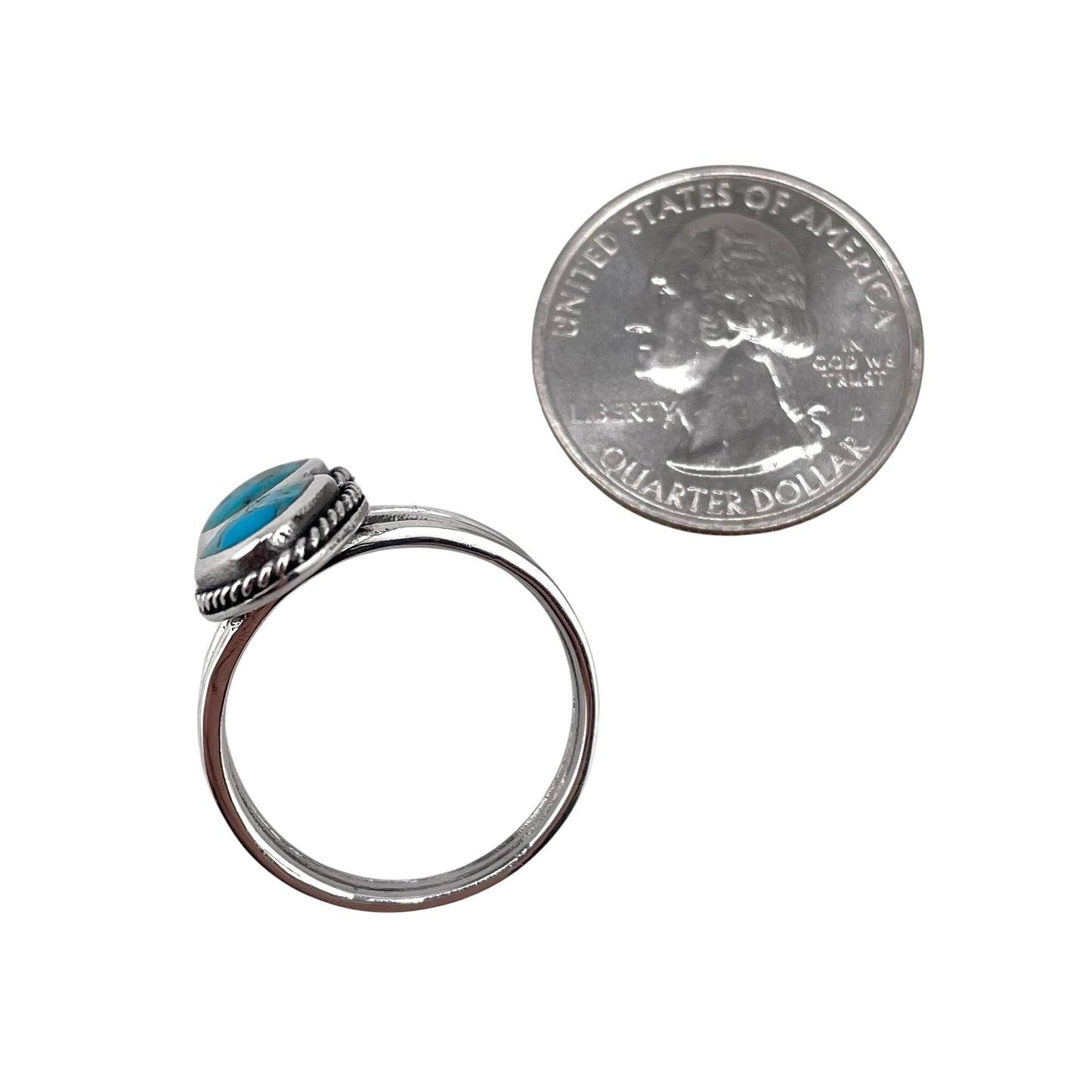 Turquoise 2 Stone Stacked Ring Sterling Silver