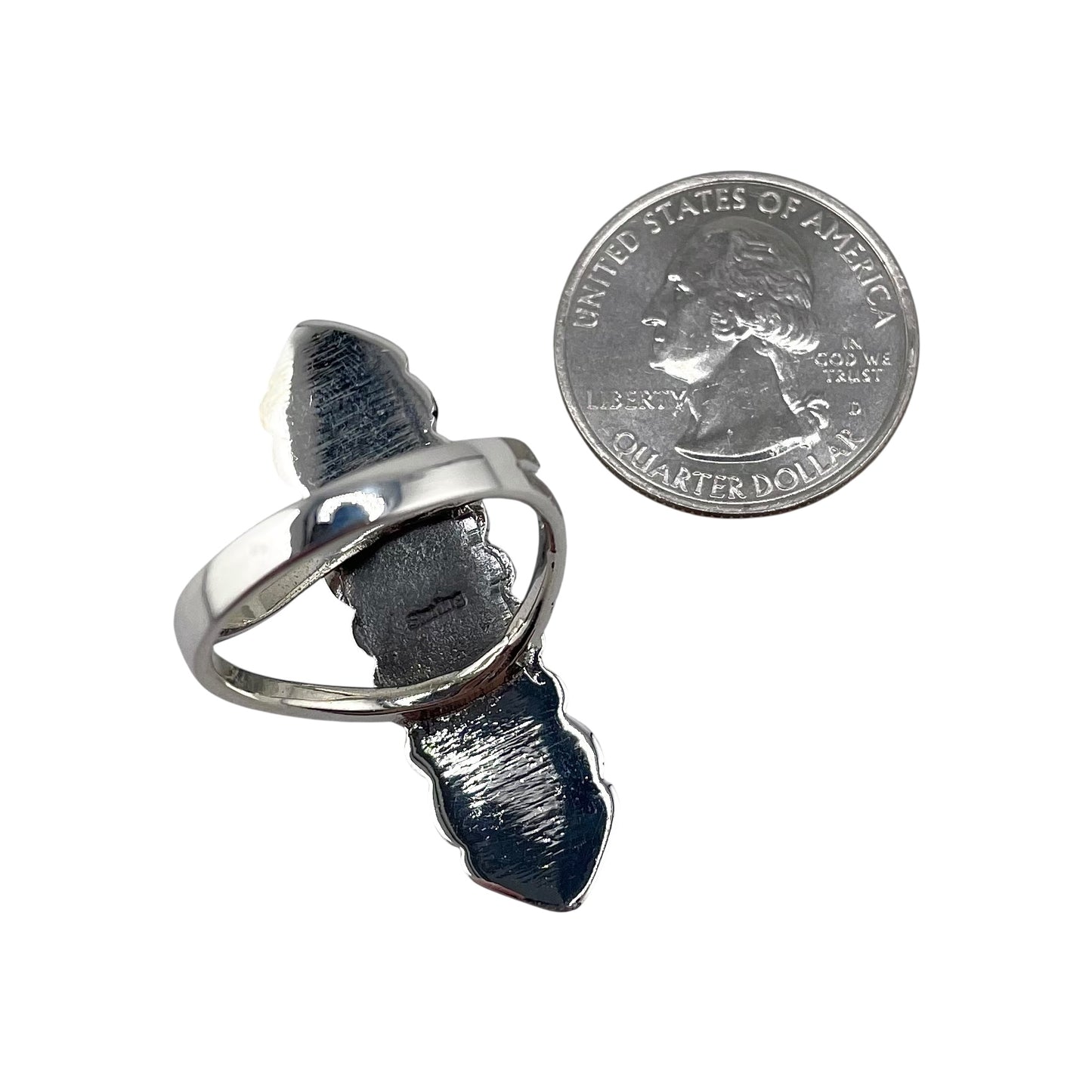 Multi Color 4 Stone Stacked Oval Ring Sterling Silver