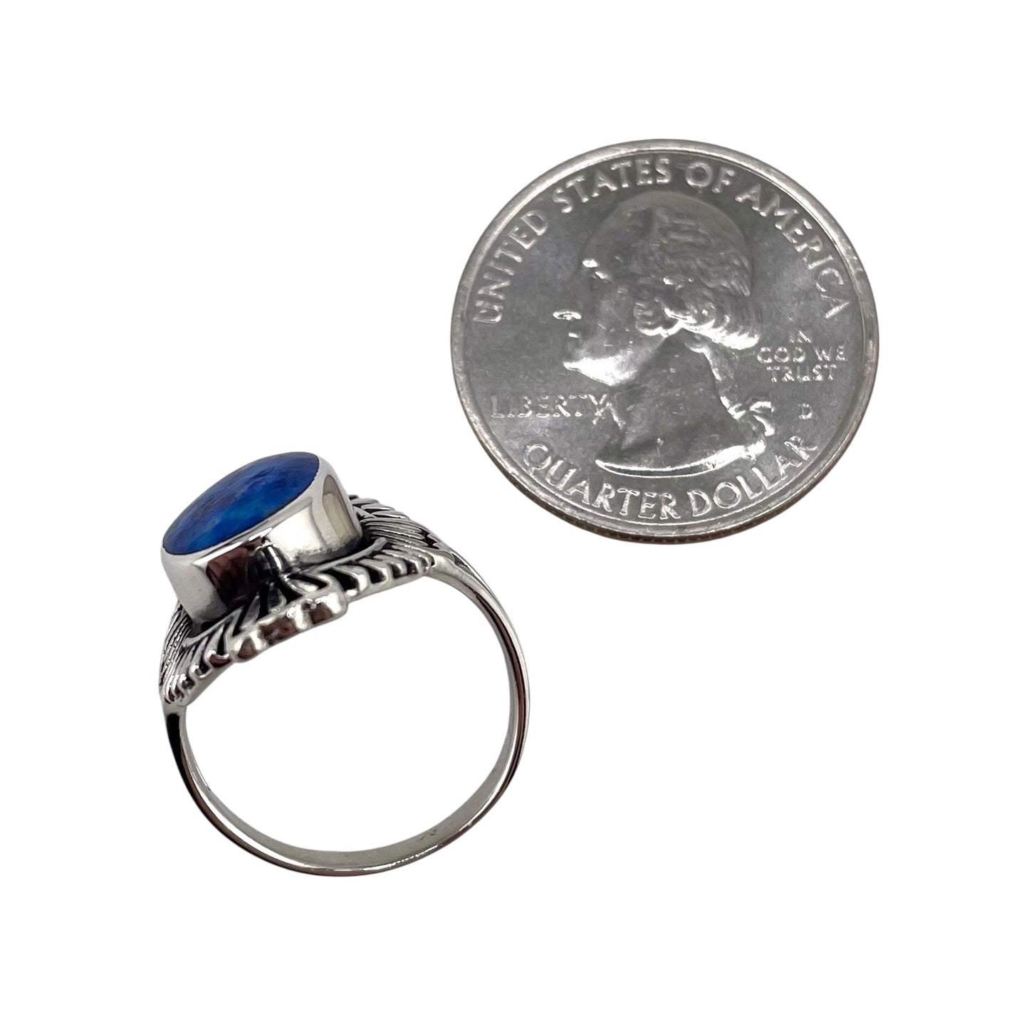 Lapis Stone Oval Ring Sterling Silver