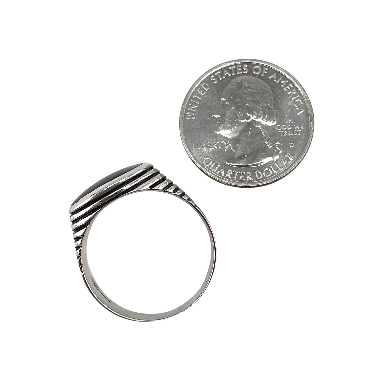 Black Onyx Stone Square Mens Ring Sterling Silver