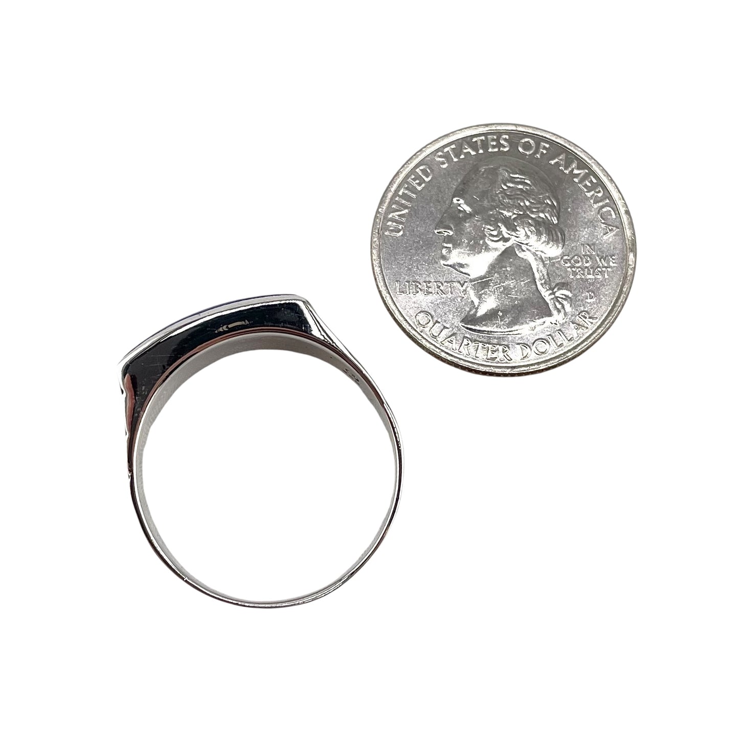 Lapis Stone Rectangle Mens Ring Sterling Silver