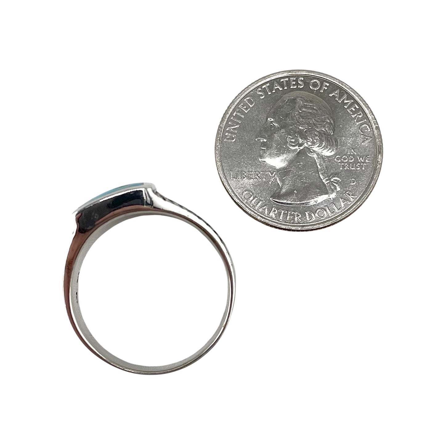 Turquoise Stone Rectangle Mens Ring Sterling Silver