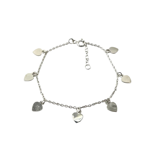 Heart Charm Link Bracelet Sterling Silver