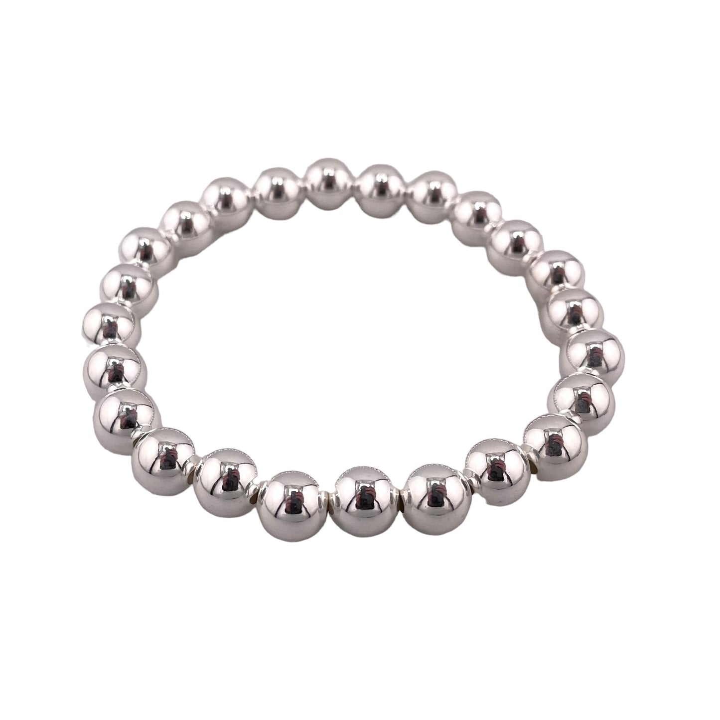 Bead Stretch Bracelet Sterling Silver Available in 3mm to 12mm