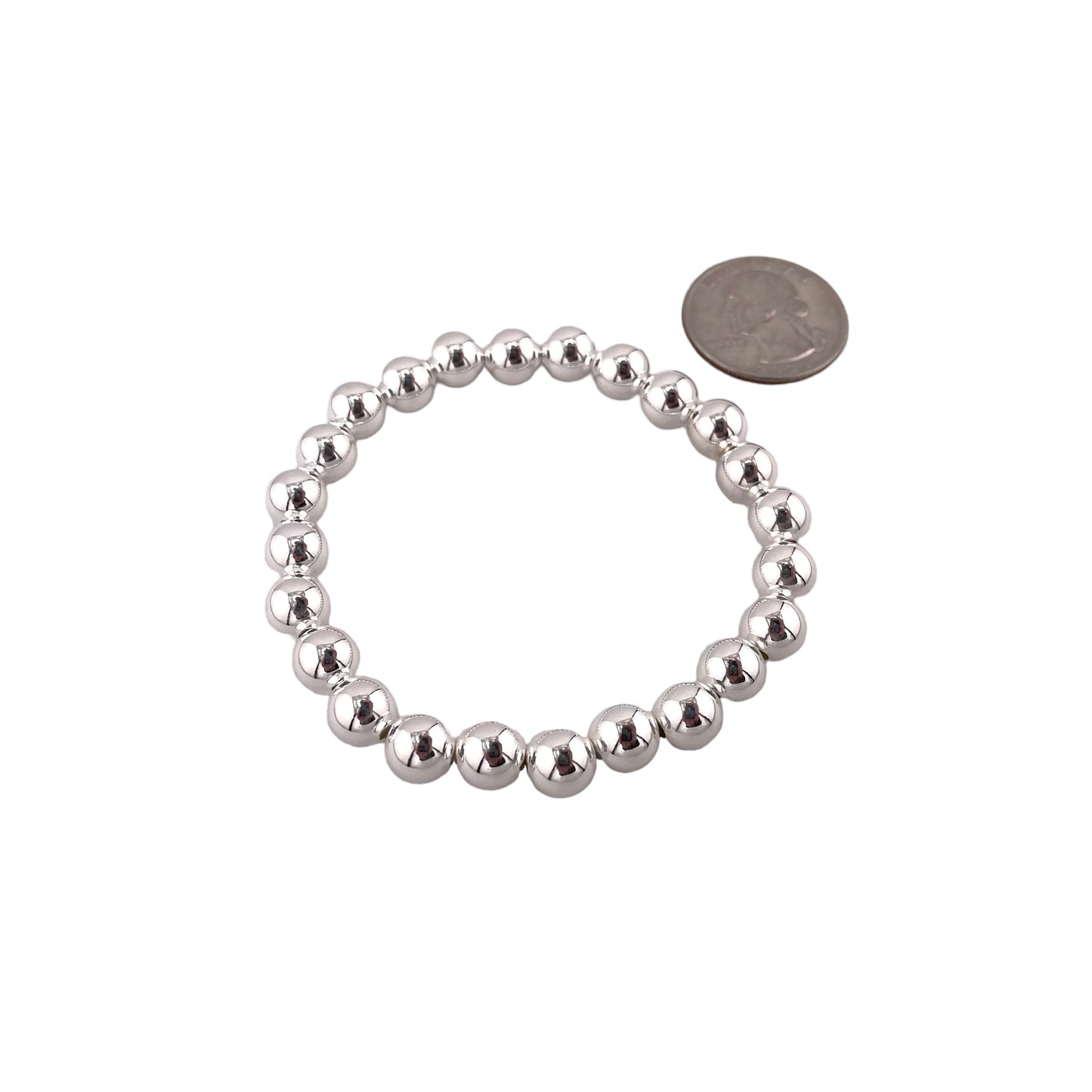 Bead Stretch Bracelet Sterling Silver Available in 3mm to 12mm