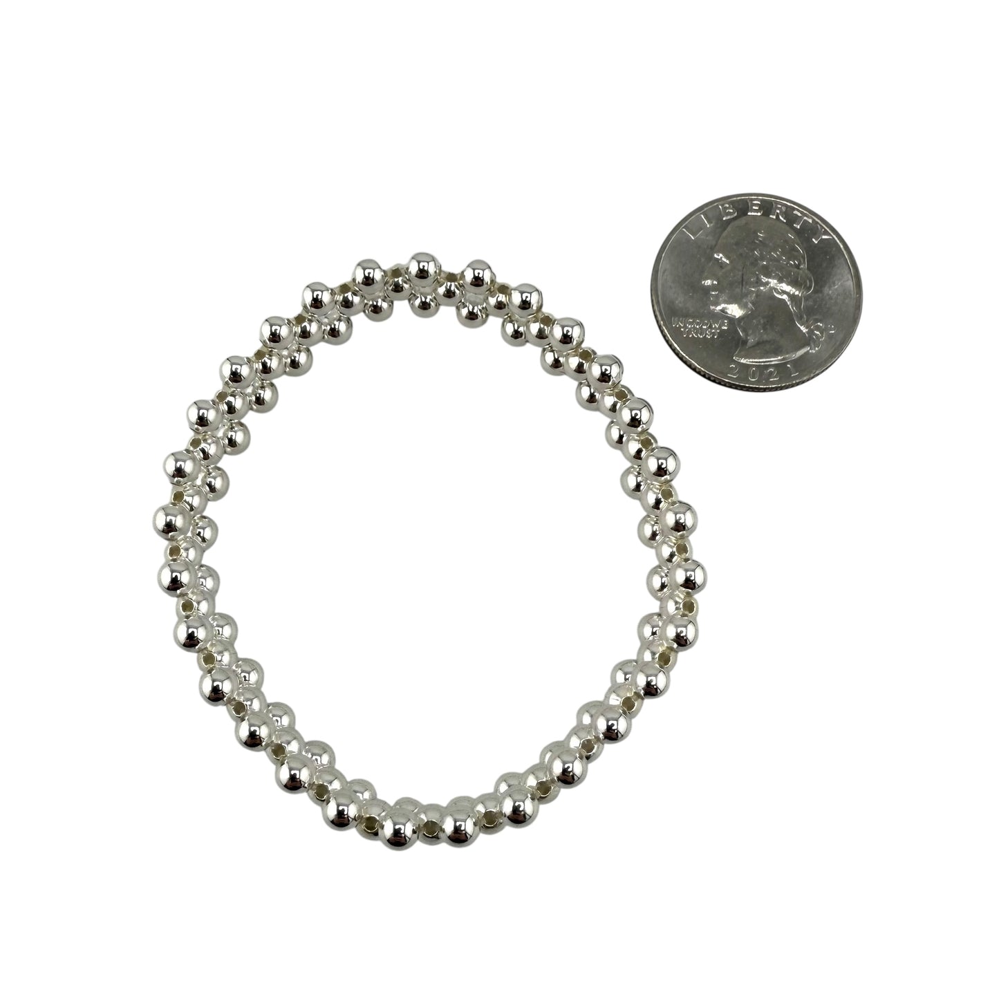 Cascading Bead Stretch Bracelet Sterling Silver