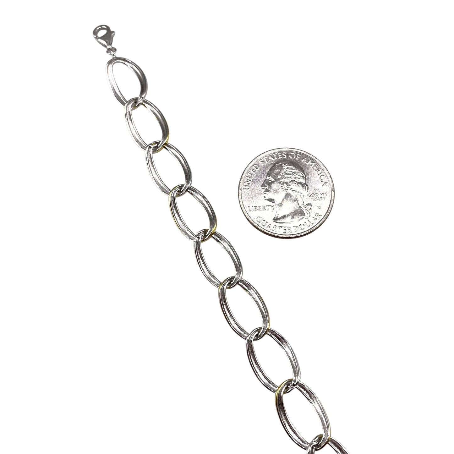 Oval Link Bracelet Gold Plate Sterling Silver