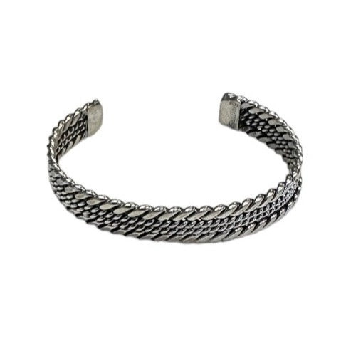 Elaine Tahe Sterling Silver Navajo Twisted Rope Baby Bracelet