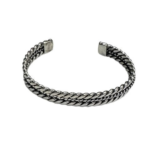 Elaine Tahe Sterling Silver Navajo Flat Rope Baby Bracelet