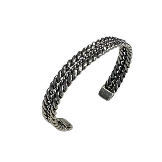 Elaine Tahe Sterling Silver Navajo Flat Rope Baby Bracelet