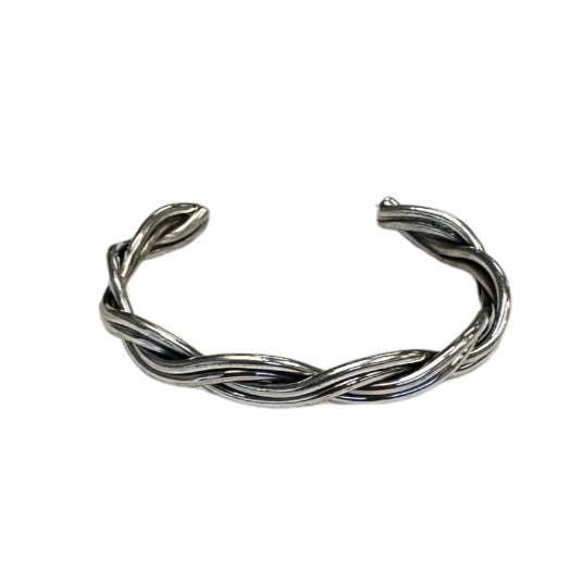 Elaine Tahe Sterling Silver Navajo Braided Wire Baby Bracelet