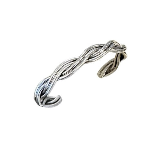 Elaine Tahe Sterling Silver Navajo Braided Wire Baby Bracelet