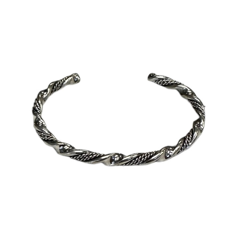 Elaine Tahe Sterling Silver Navajo Twist Baby Bracelet
