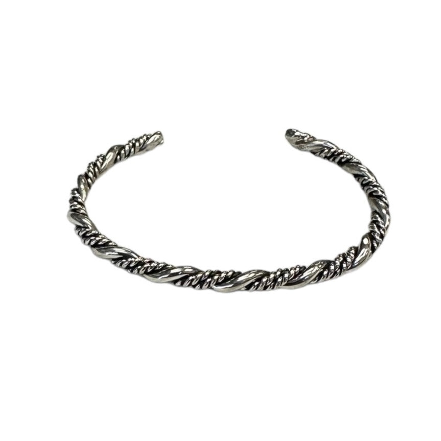 Elaine Tahe Sterling Silver Navajo Twist Baby Bracelet