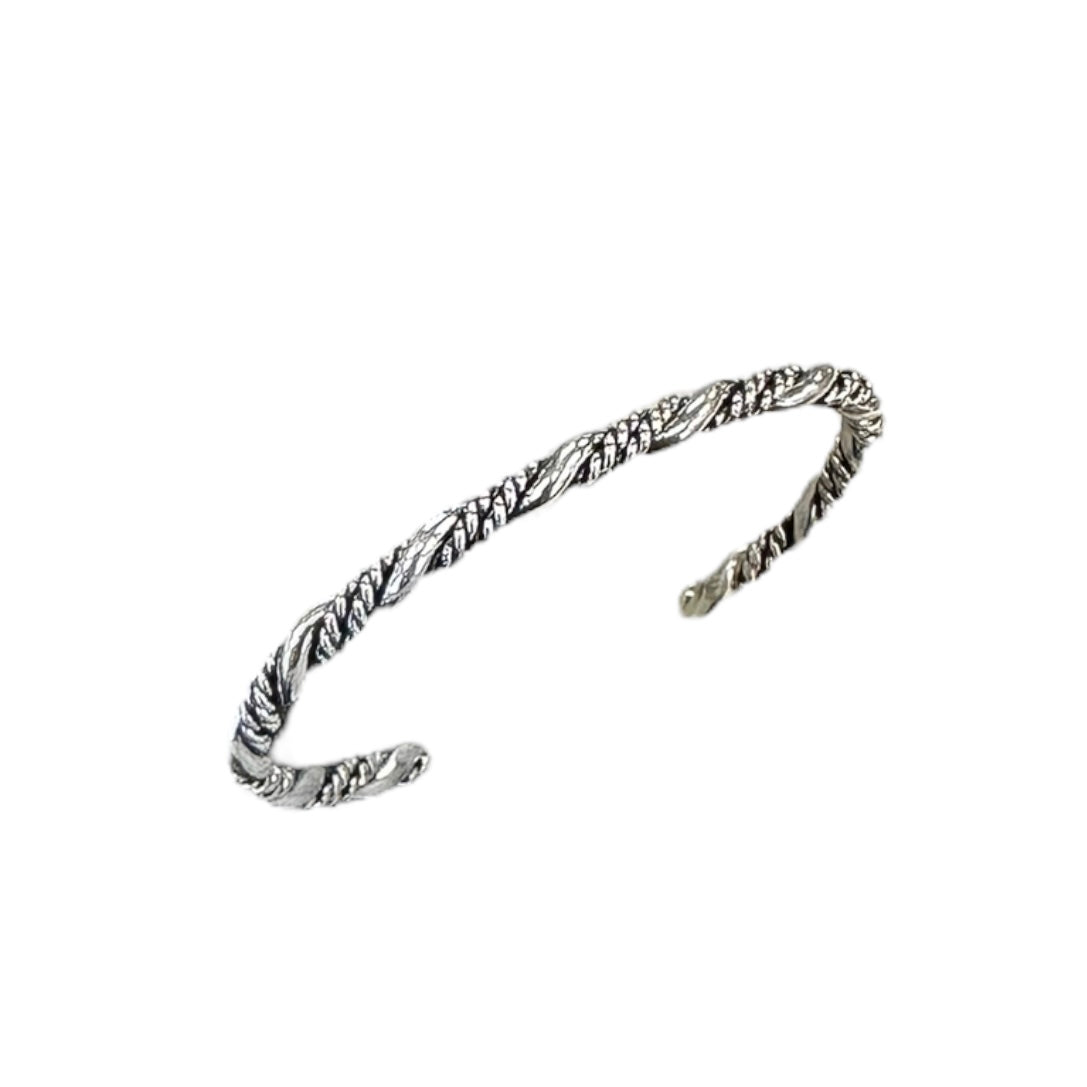 Elaine Tahe Sterling Silver Navajo Twist Baby Bracelet