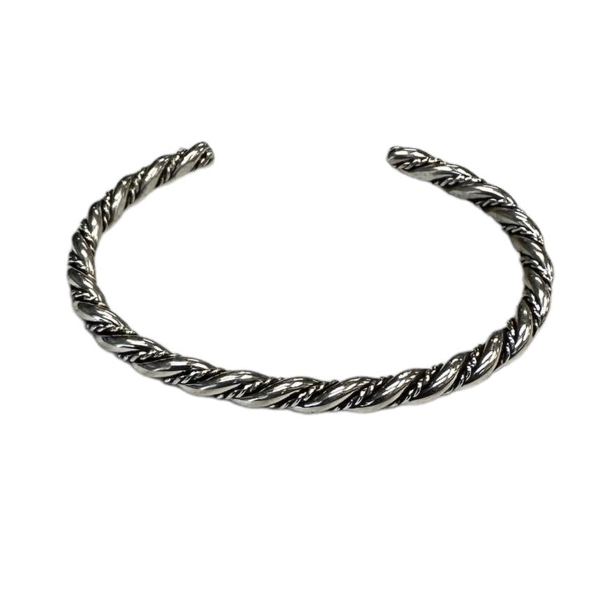 Elaine Tahe Sterling Silver Navajo Twist Baby Bracelet
