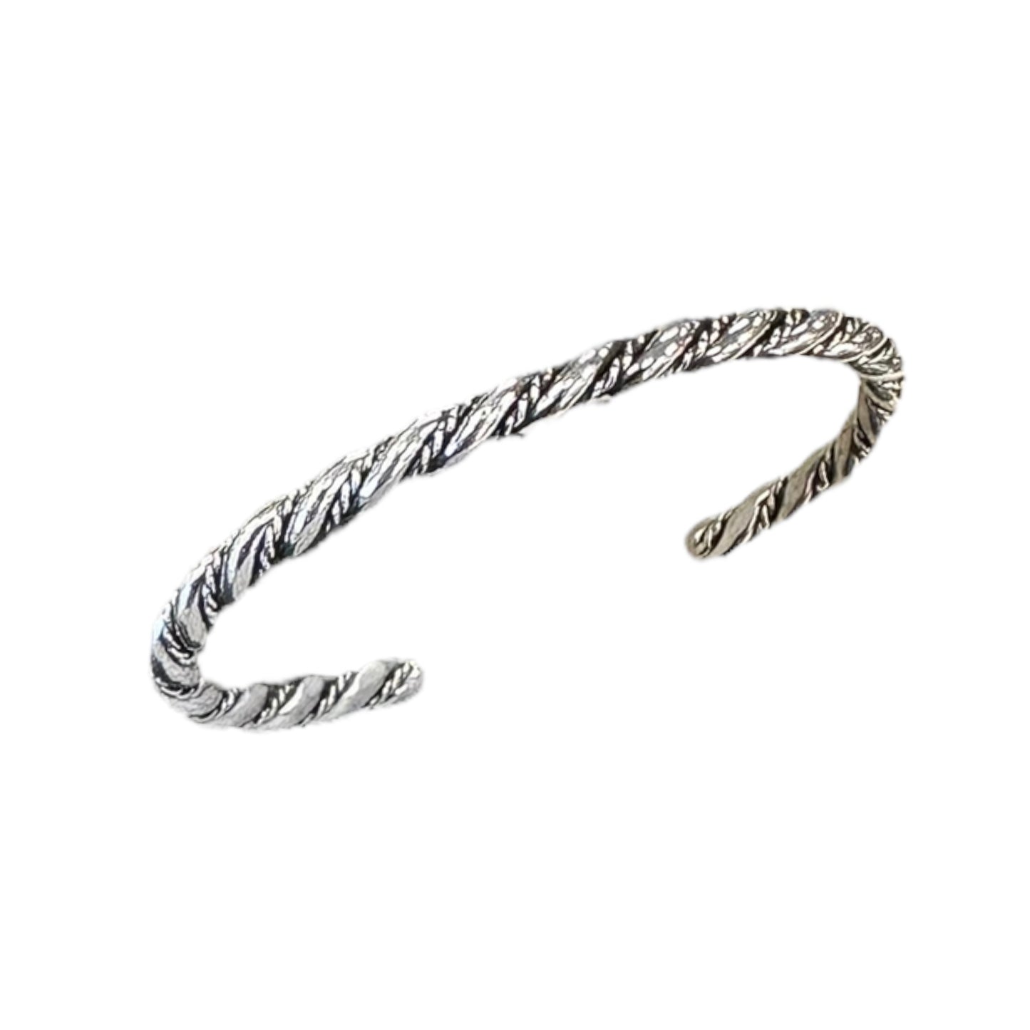 Elaine Tahe Sterling Silver Navajo Twist Baby Bracelet