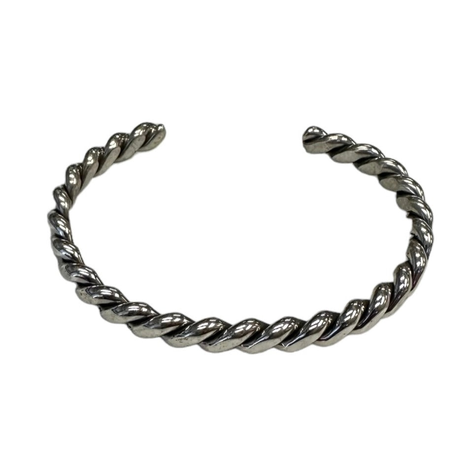 Elaine Tahe Sterling Silver Navajo Flat Rope Baby Bracelet