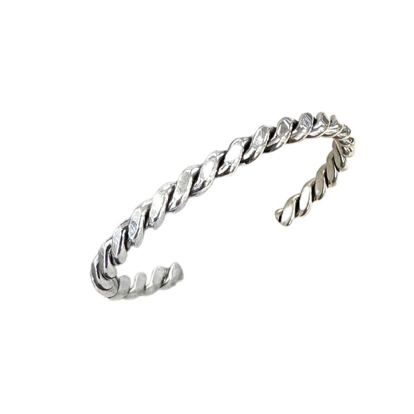 Elaine Tahe Sterling Silver Navajo Flat Rope Baby Bracelet