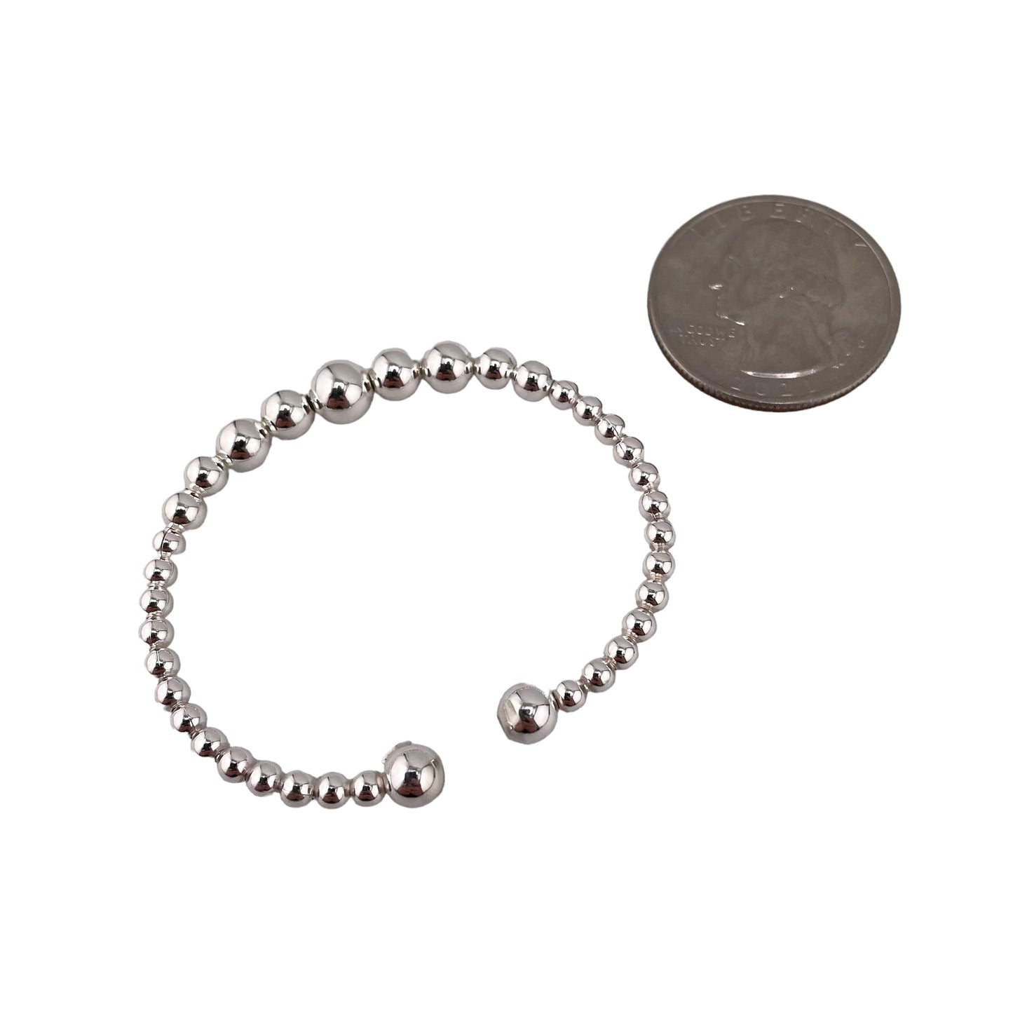 Mixed Bead Baby Cuff Bracelet Sterling Silver