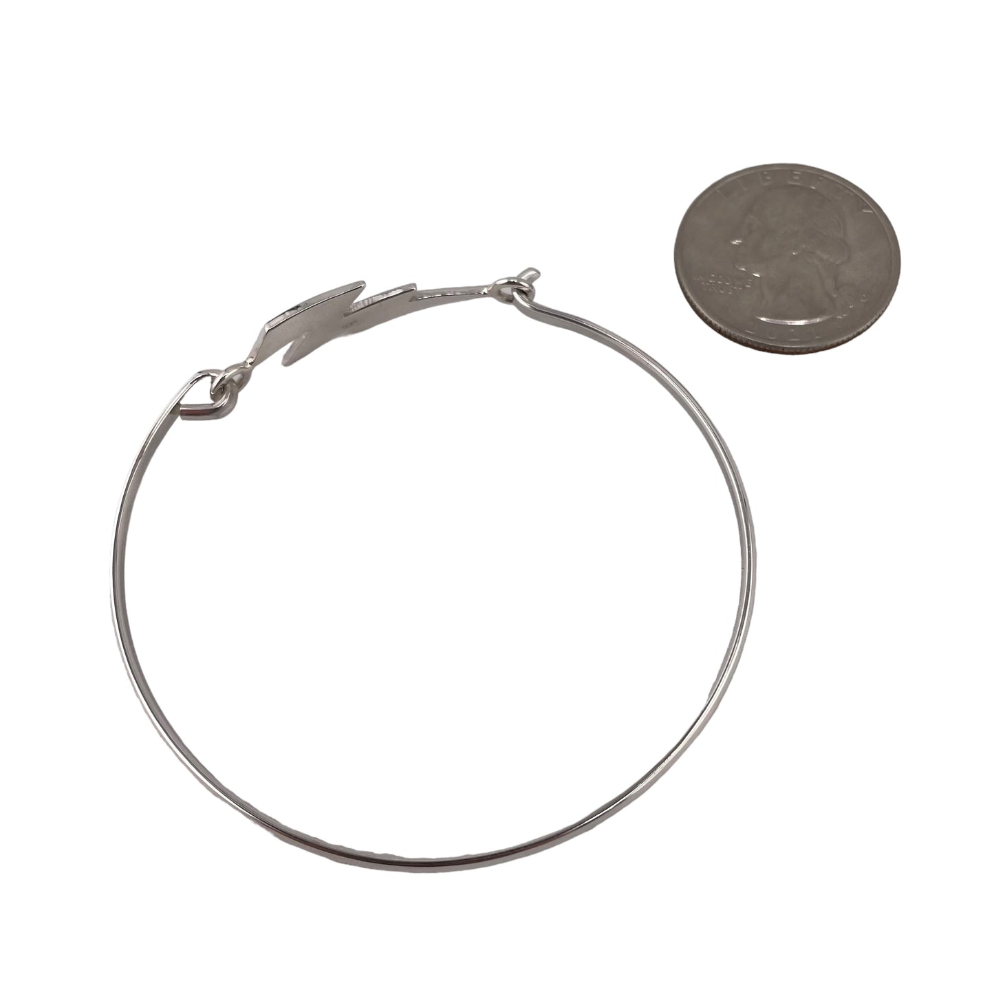 Lightning Bolt Latch Bangle Bracelet Sterling Silver