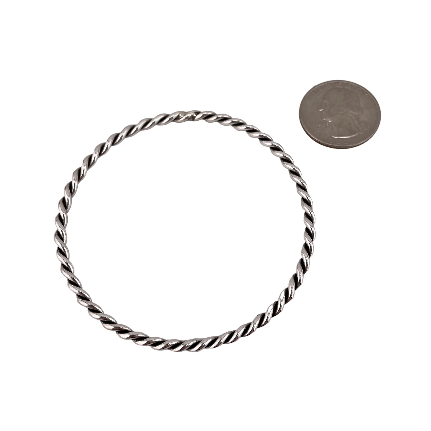 Rope 3.5mm x 70mm Bangle Bracelet Sterling Silver