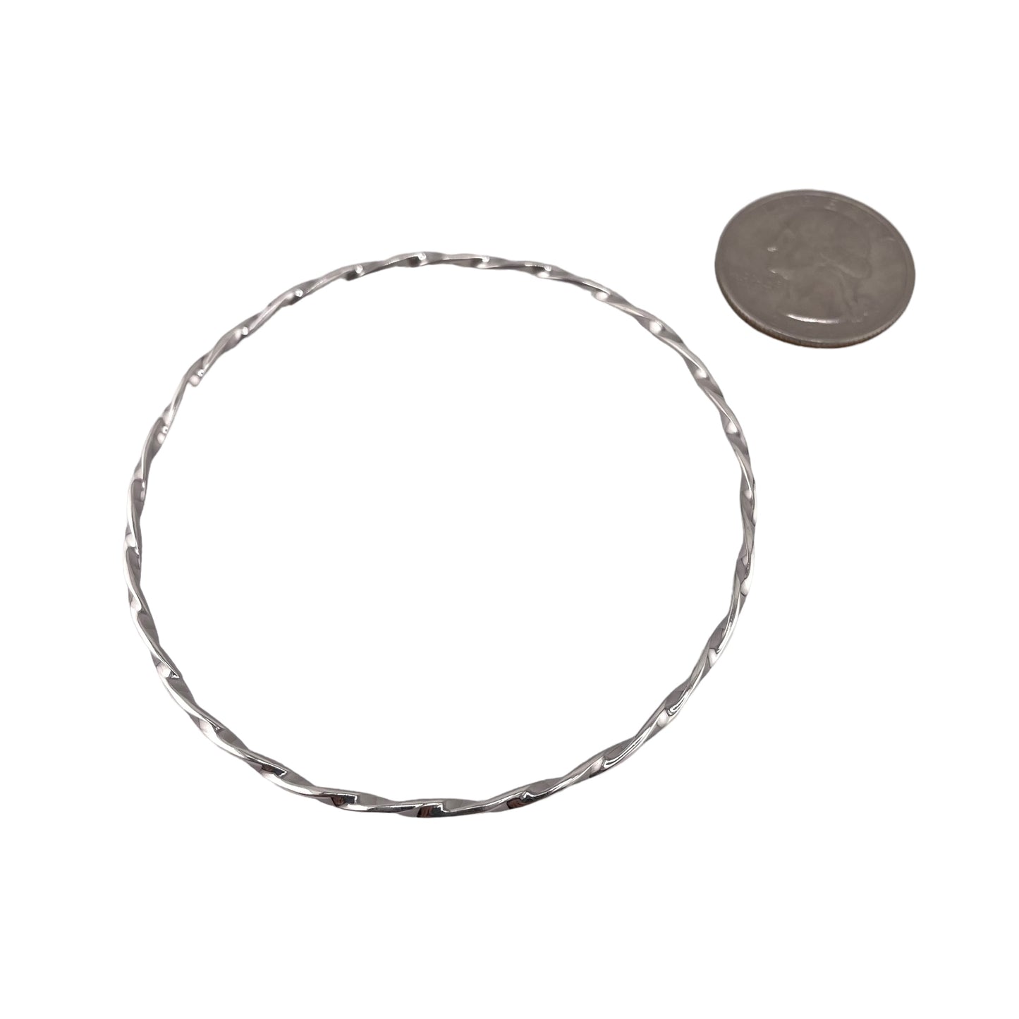 Twisted Rope 2mm x 68mm Bangle Bracelet Sterling Silver