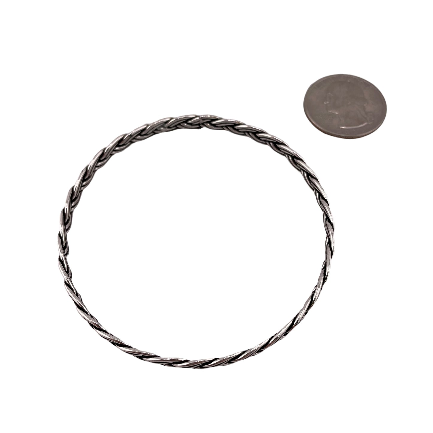 Braided 5.5mm x 68mm Bangle Bracelet Sterling Silver