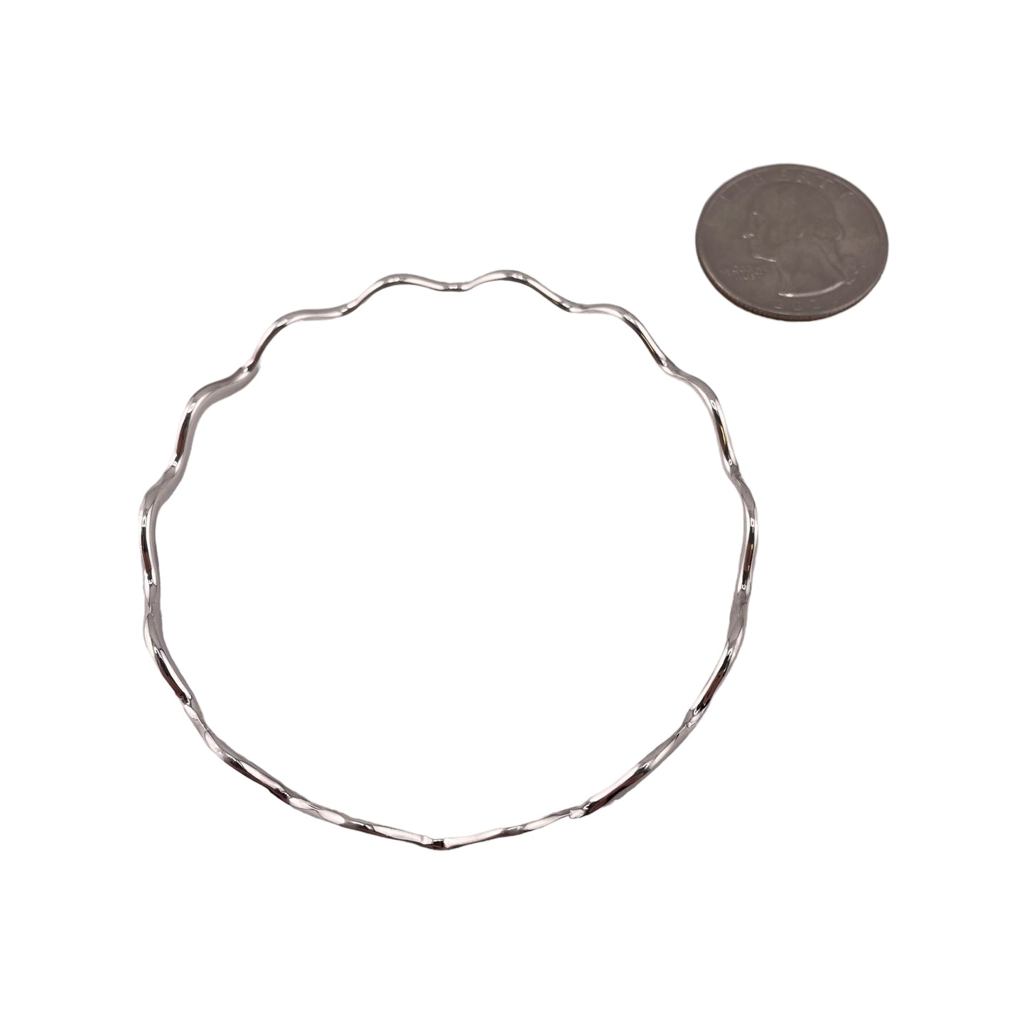 Wave 3mm x 68mm Bangle Bracelet Sterling Silver