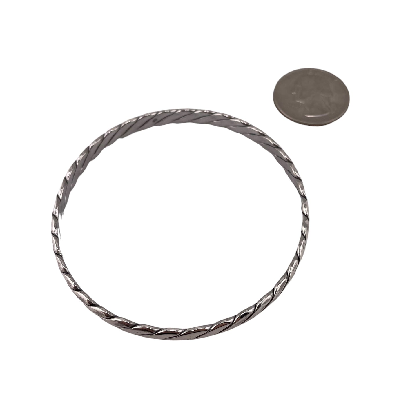 Braided Rope 5mm x 68mm Bangle Bracelet Sterling Silver