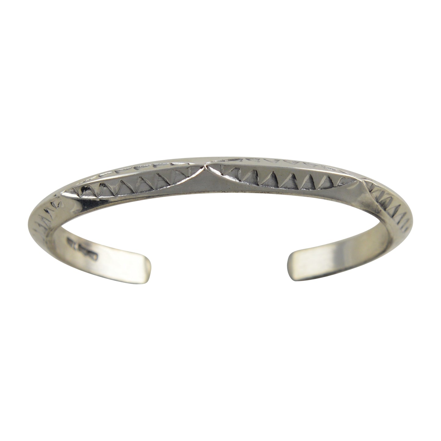 Elaine Tahe Sterling Silver Triangle Wire Imprinted 5.5mm Navajo Bracelet