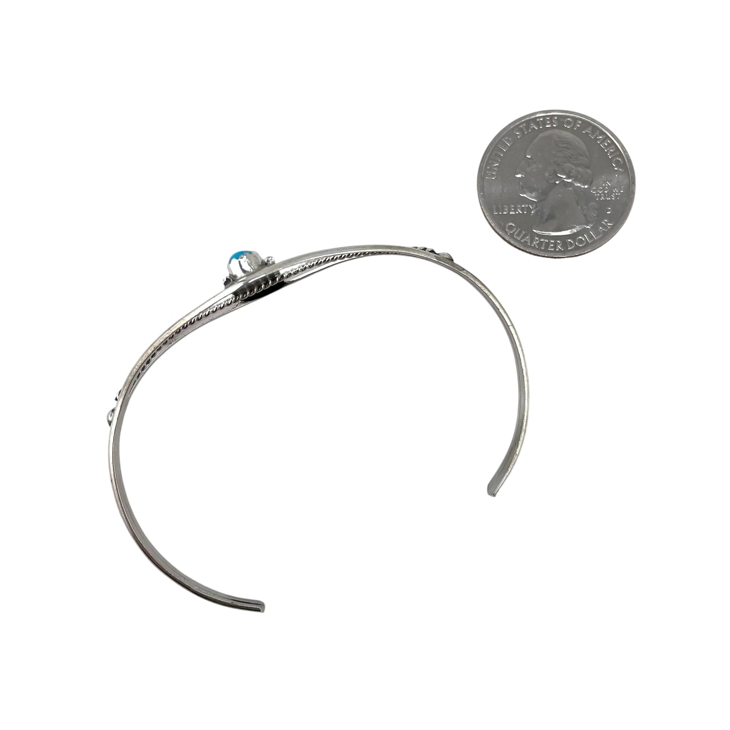 Janice White Turquoise 4 Stone Navajo Bracelet Sterling Silver