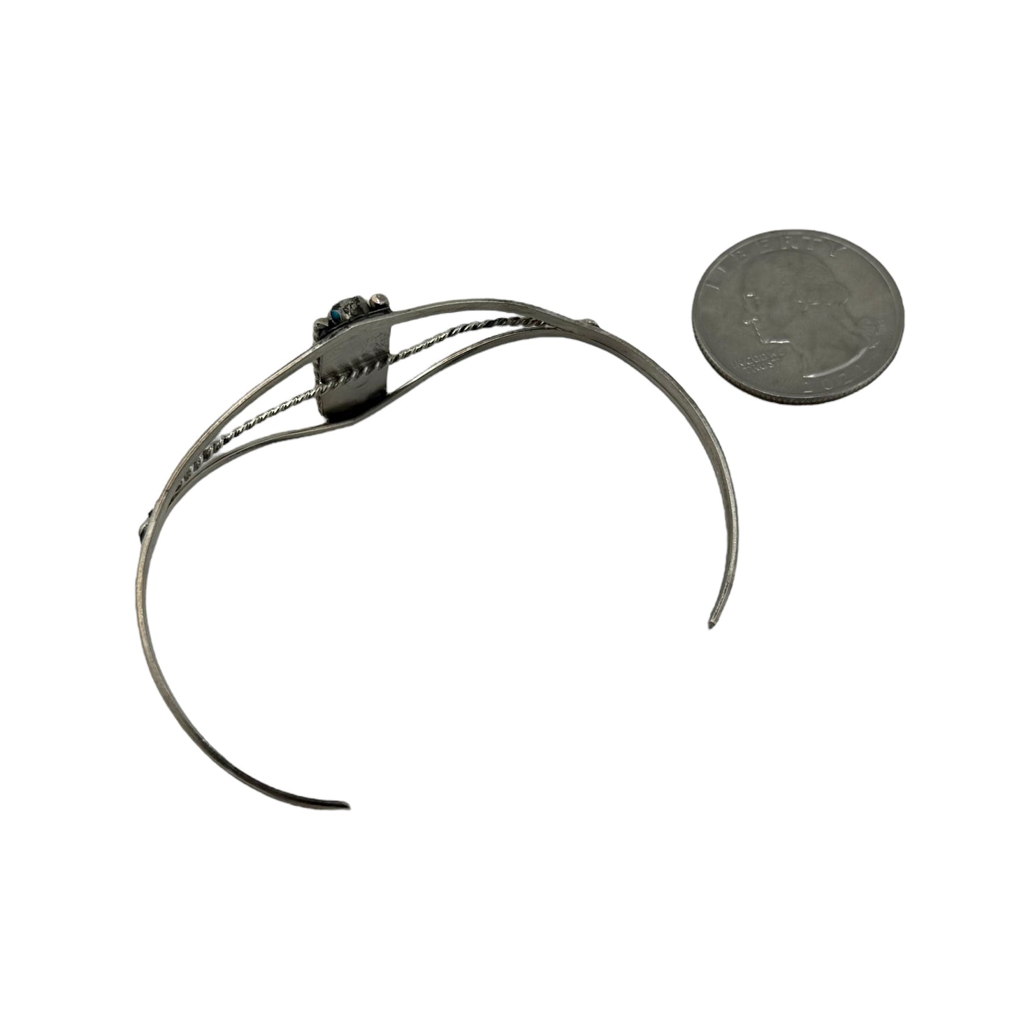 Turquoise Row Navajo Bracelet Sterling Silver