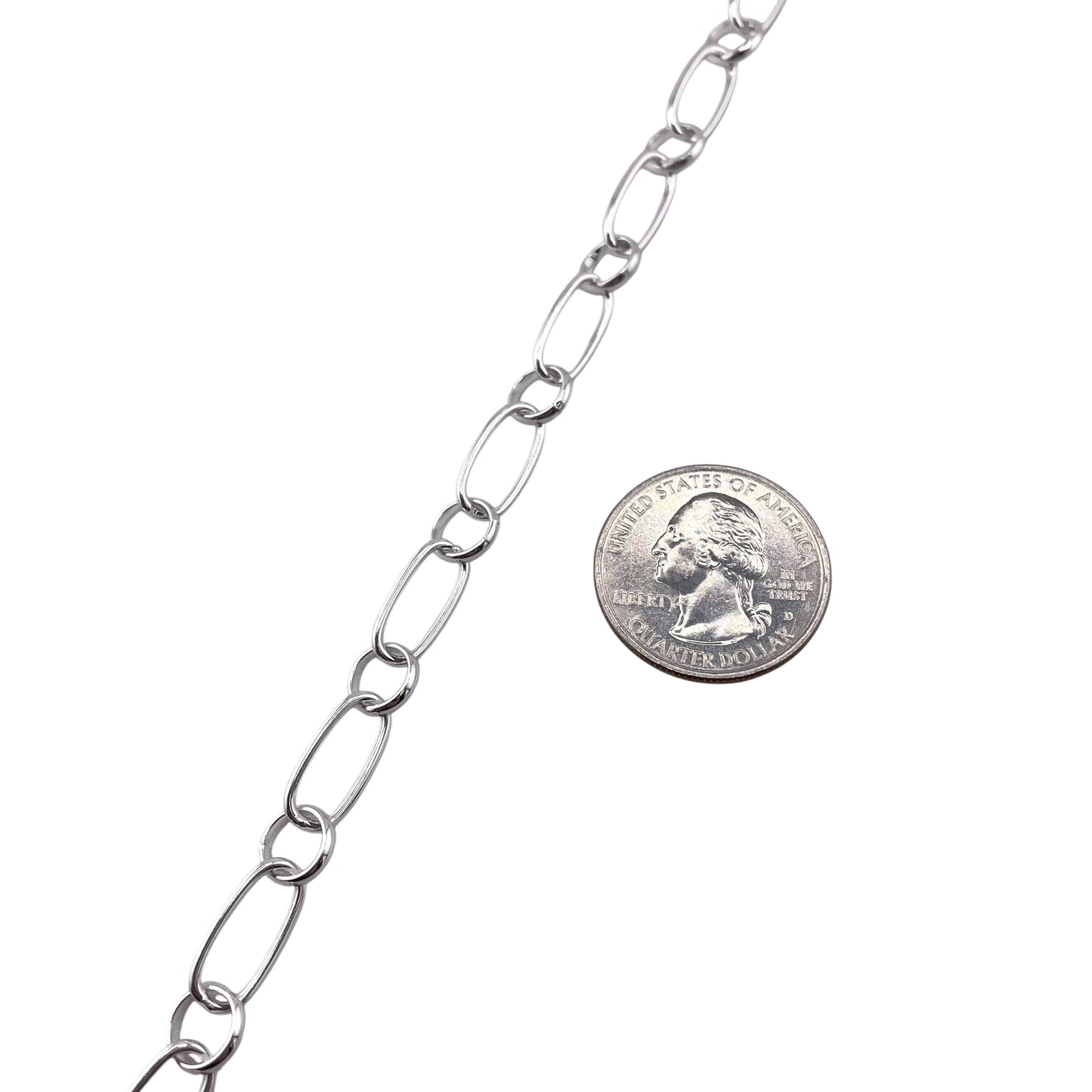 Sterling Silver Long & Short Links 7mm Bulk Chain 5 Foot Pack