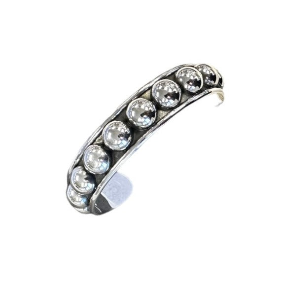 Ball Dot Row Cuff Bracelet 15mm Sterling Silver