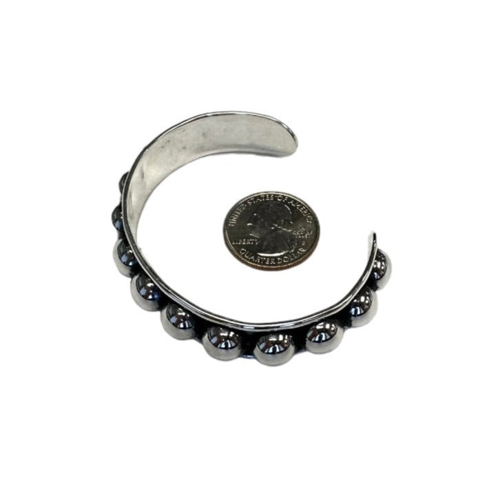 Ball Dot Row Cuff Bracelet 15mm Sterling Silver