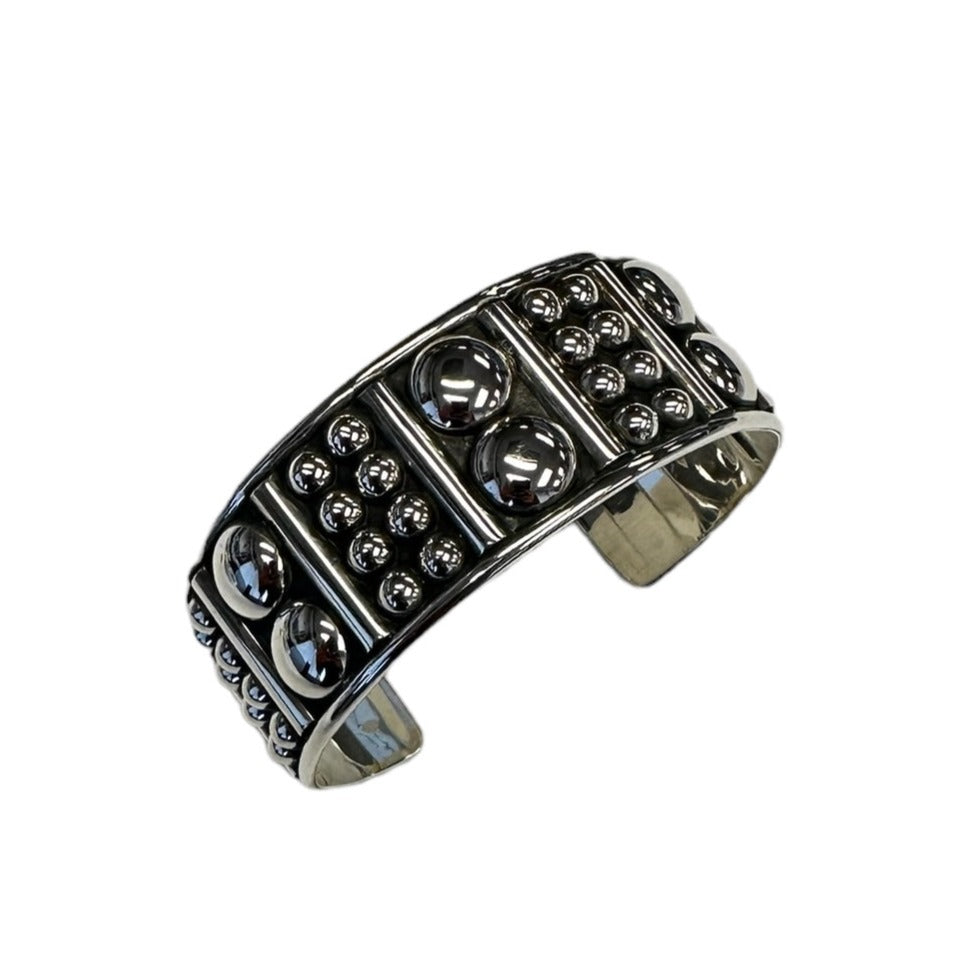 Sterling Silver Dotted Bead Cuff Bracelet