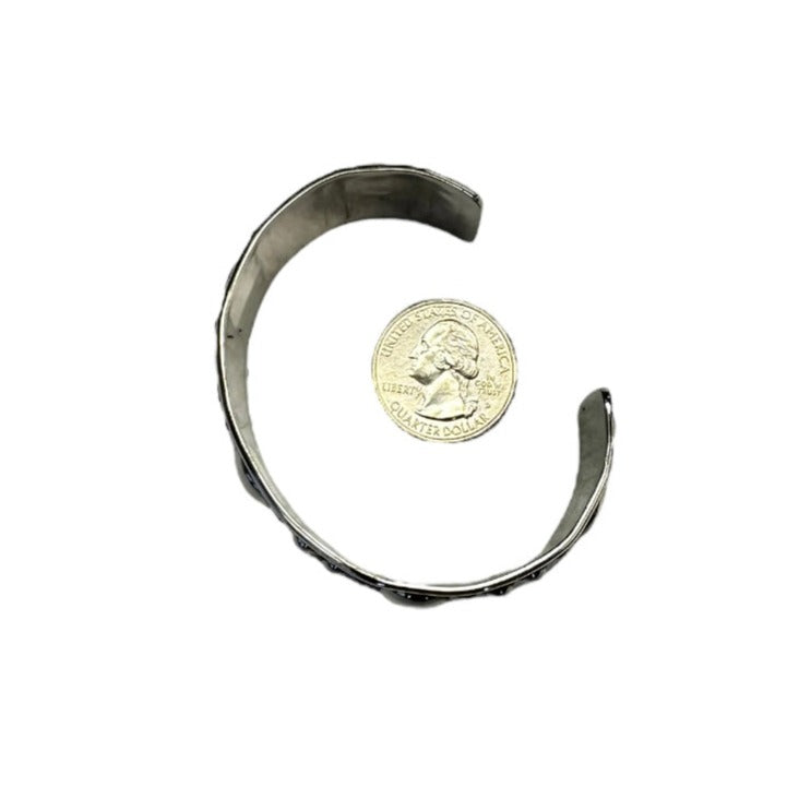 Sterling Silver Dotted Bead Cuff Bracelet