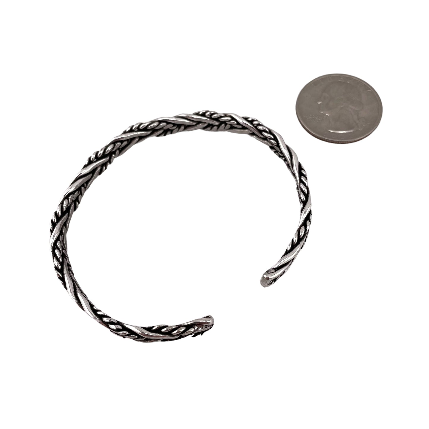 Braided 7.5mm Cuff Bracelet Sterling Silver