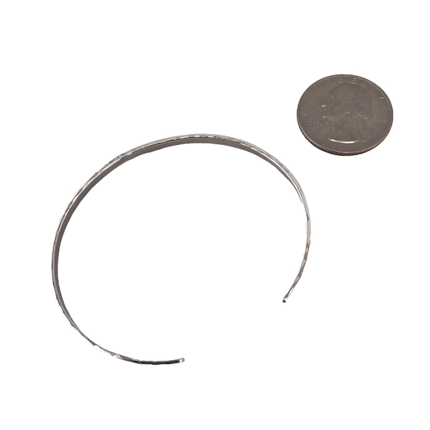 Hammered 3mm Cuff Bracelet Sterling Silver