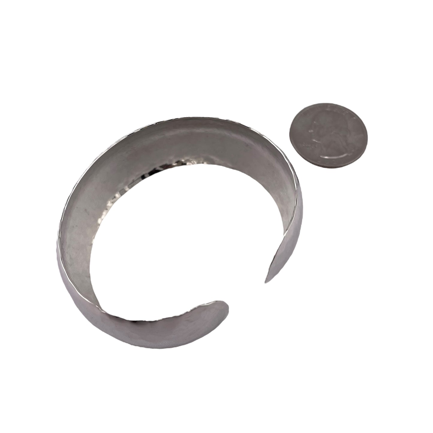 Hammered Cuff 24mm Bracelet Sterling Silver