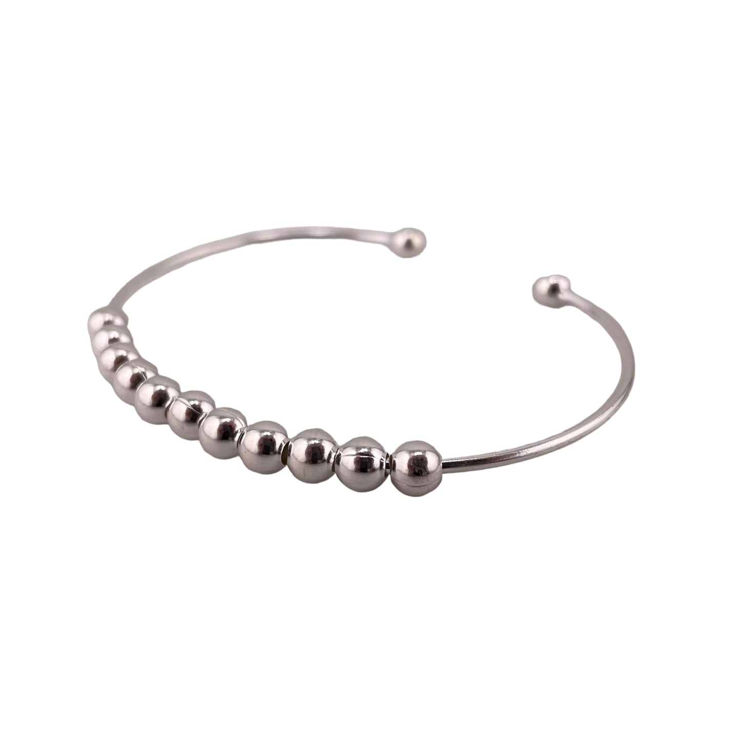 Beaded Wire Cuff 5mm Bracelet Sterling Silver