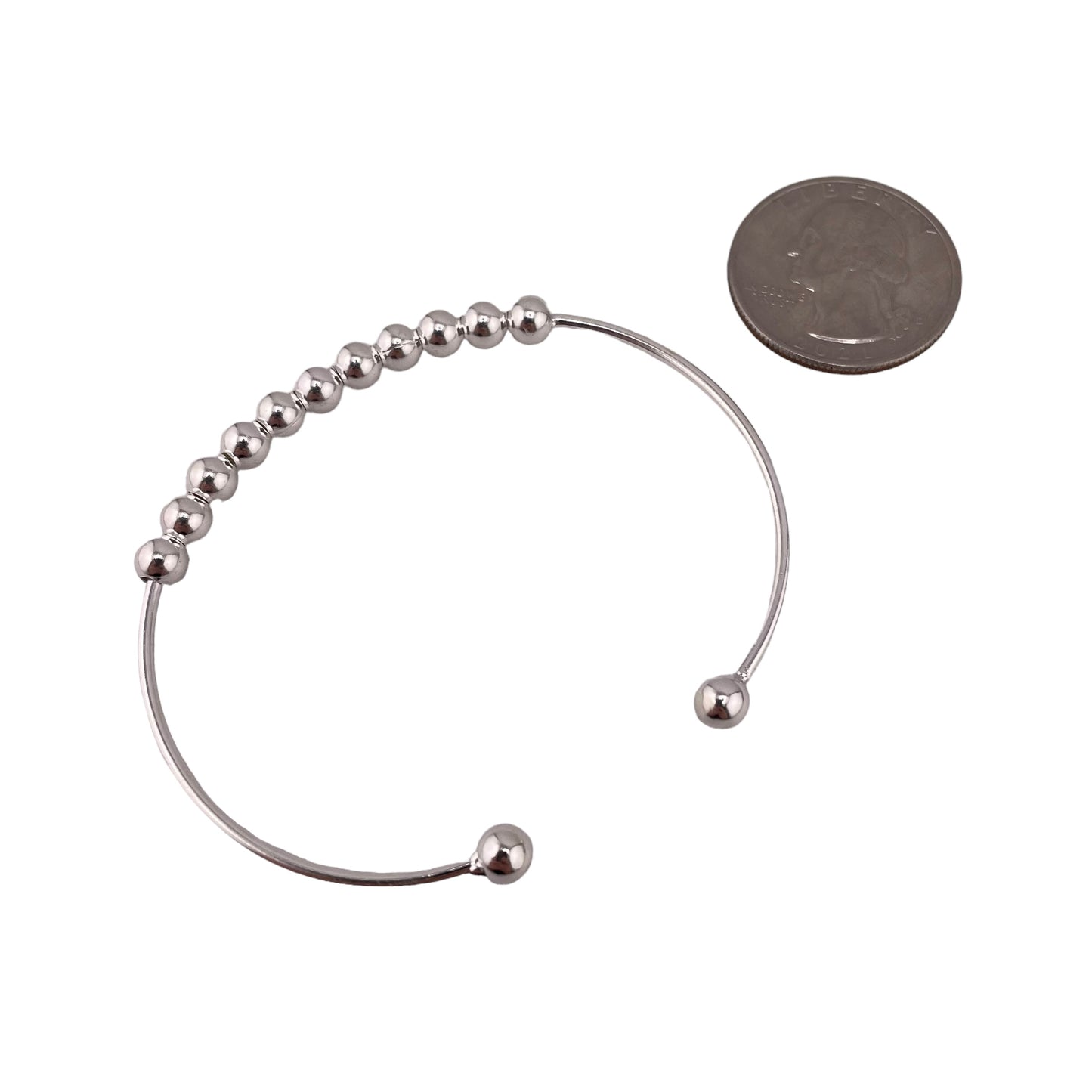 Beaded Wire Cuff 5mm Bracelet Sterling Silver