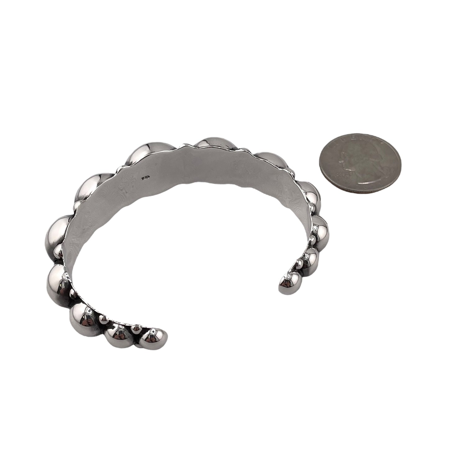 Ball Bead Row 18mm Cuff Bracelet Sterling Silver