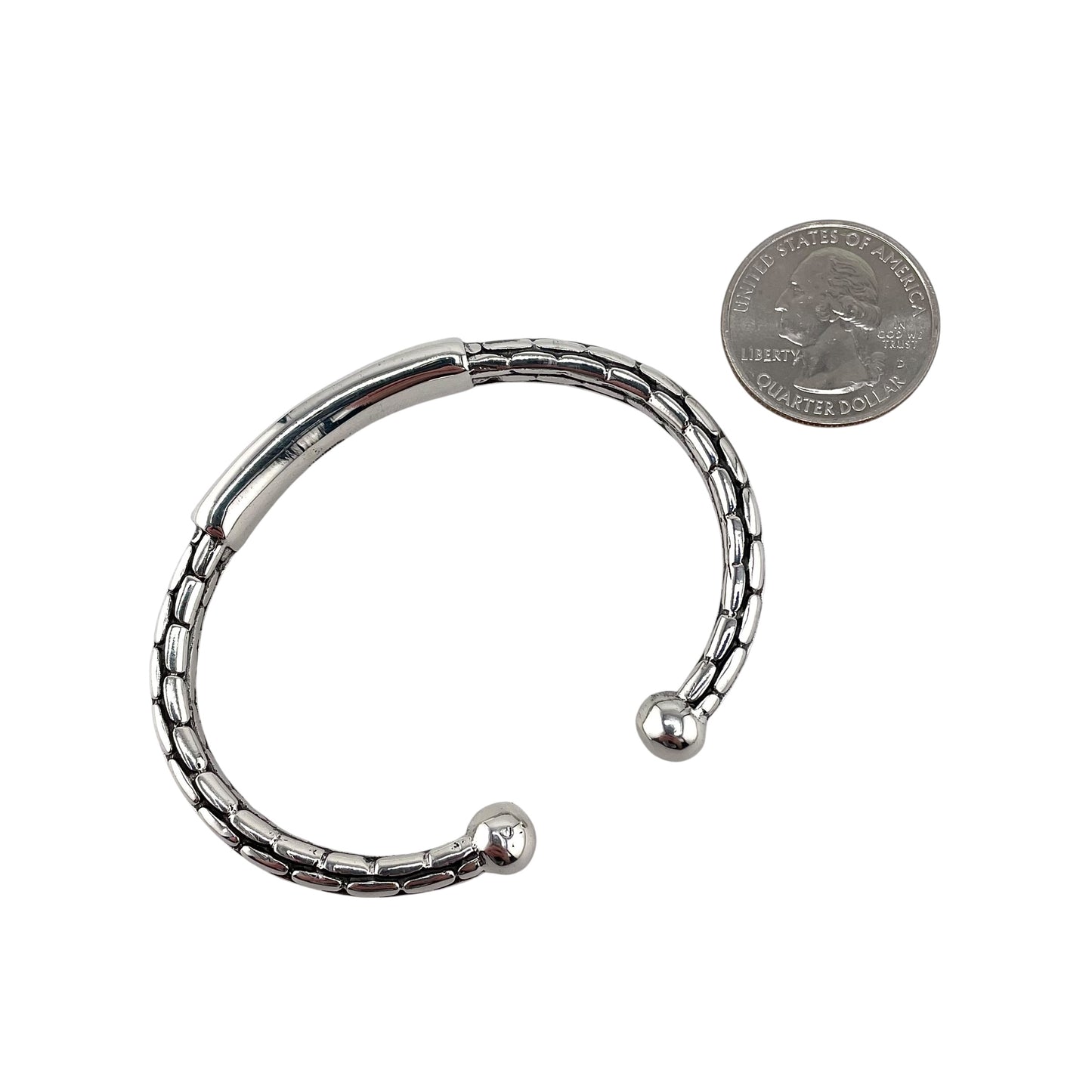 Brick Pattern Bar Cuff Bracelet Sterling Silver